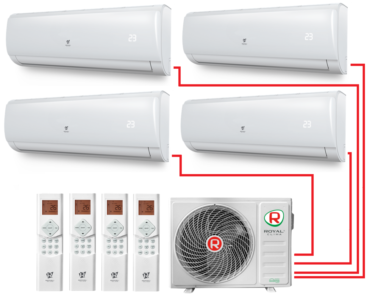 Мульти сплит система royal clima на 4 комнаты